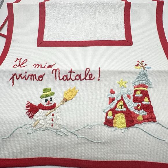 New Baby Bib Embroidered “Il mio primo Natale!” My First Christmas Made in Italy - Picture 3 of 6